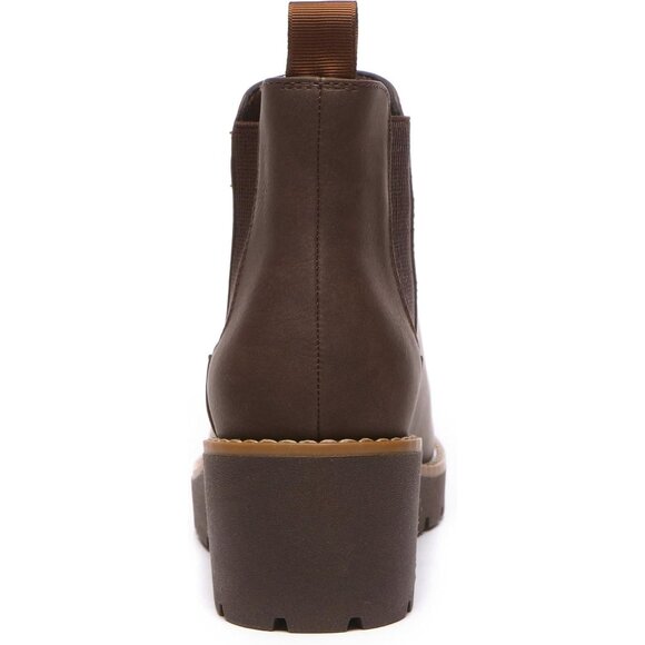 ⚡Women's Dark Brown Chelsea Wedge Ankle Boots Elastic Platform Lug Sole Slip on - Picture 4 of 7